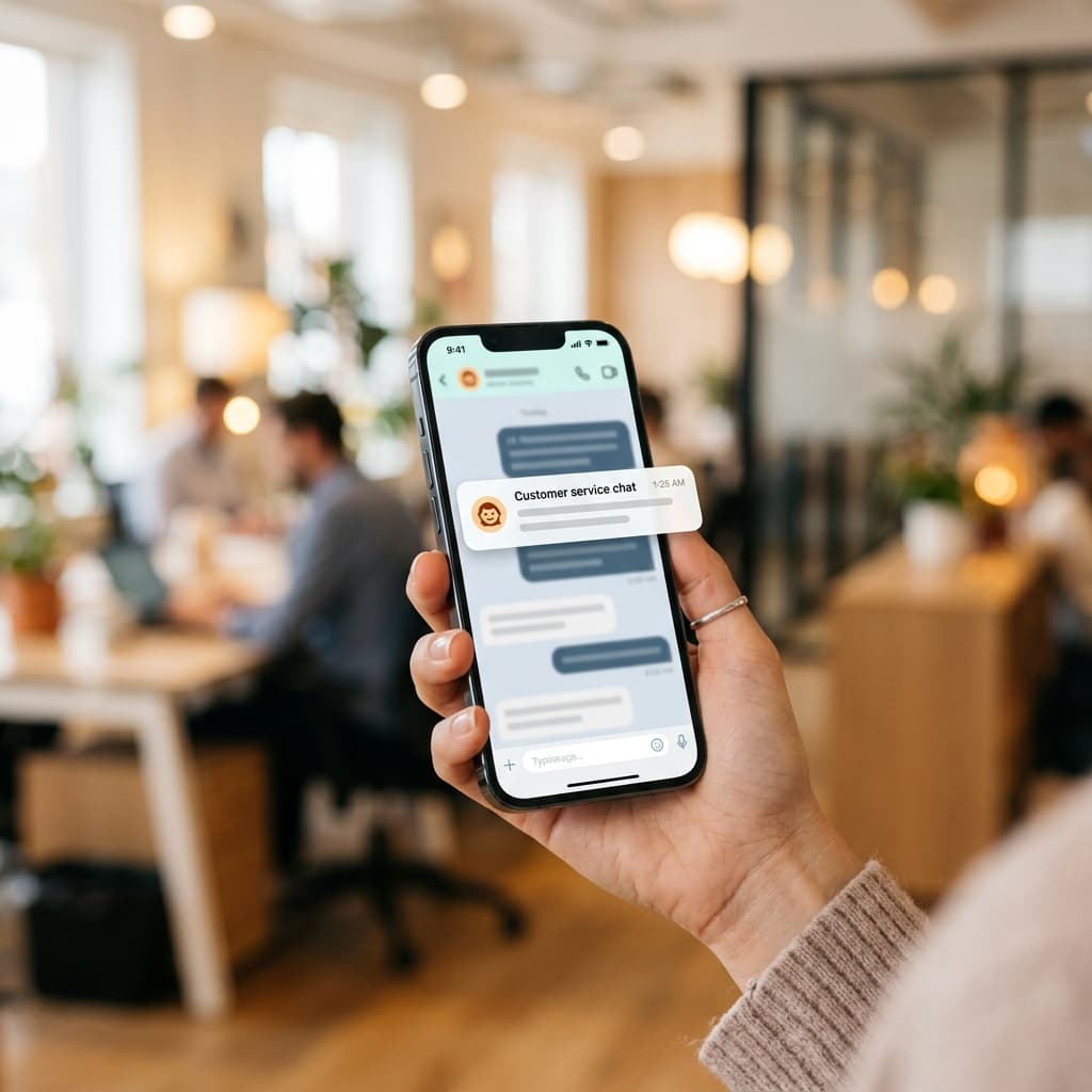 AI chatbot providing instant automated customer support for small businesses